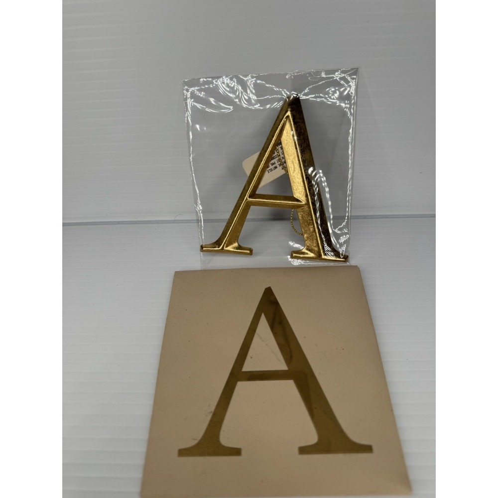Restoration Hardware Ornament Monogram Letter A Gold Vintage 2005 Set of 2 NEW